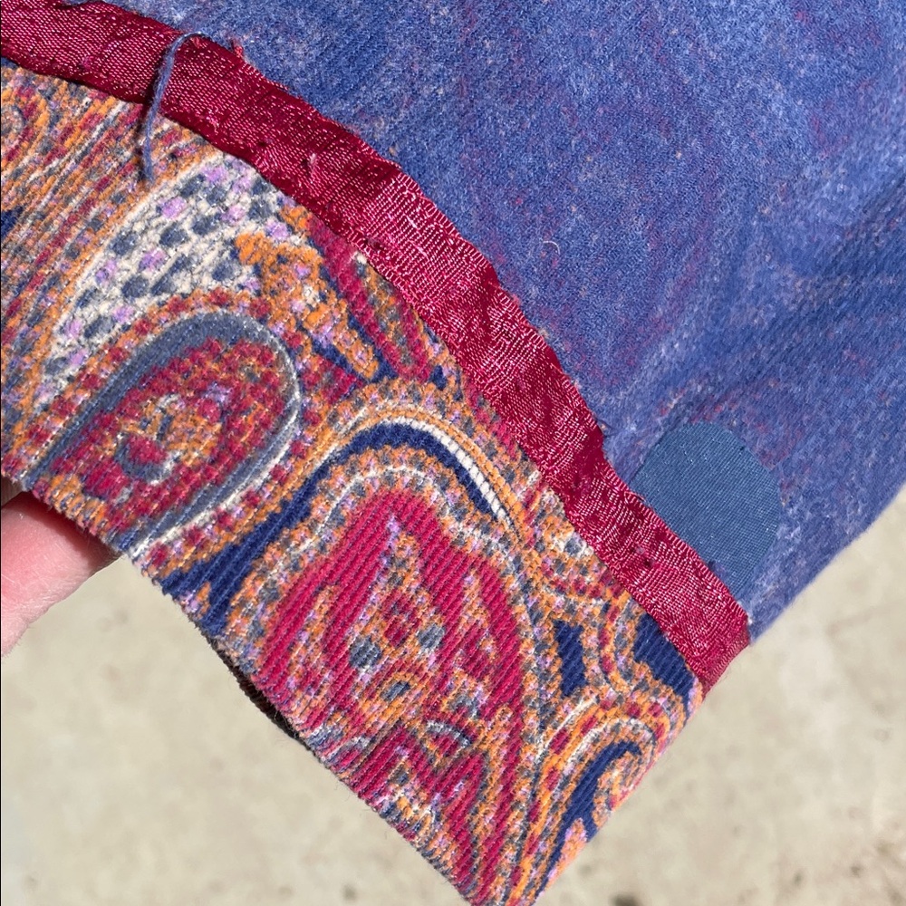 Vintage Paisley Corduroy Jumper Handmade in Burgundy and Blue-Violet Print - Picture 12 of 16